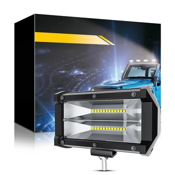 

Double Row LED Light Bar Spotlights 1Pair Automotive LED Work Light 5 Inch 24 Lights 72W Trinocular