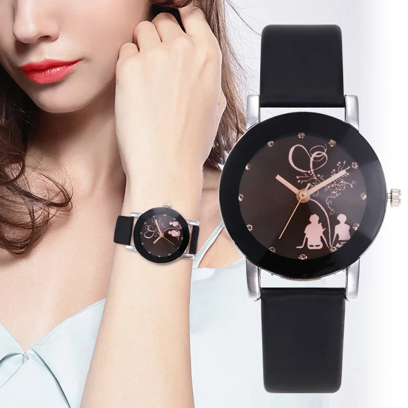 

WJ-5350 Classic Simple Couple Watch Ladies Women Watches Diamond Lover's Watches Men Leather Quartz Wristwatch Clock Gift reloj