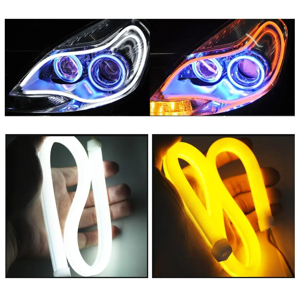 

45CM 60CM LED Strip DRL Daytime Running Light Waterproof Flexible Soft Tube For Car Turn Signal Angel Eyes Light Car Styling