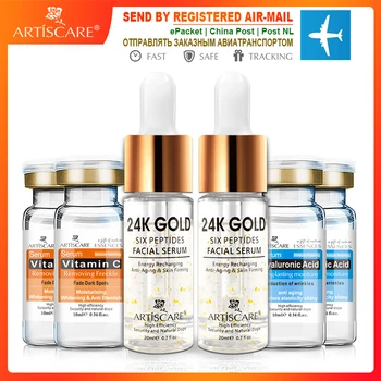 

ARTISCARE 24K Gold Six Peptides Serum Vitamin C+Hyaluronic Acid Anti-Aging Face Cream Acne Moisturizing Whitening Skin Care 6PCS