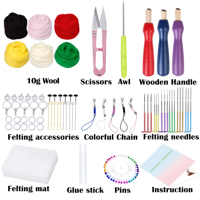 Needle Felting Kit for Beginners, Needle Felting Starter Kit with 6 Pcs  Colorful Needle Felting Needles and Instructions, Wool Felting Supplies for