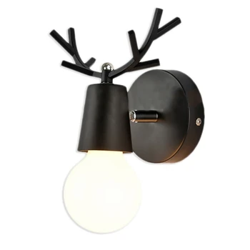 

Nordic Creative Bedside Wall Lamp Simple Staircase Corridor Hallway Lamps Deer Head Bedroom Living Room Wall Lights