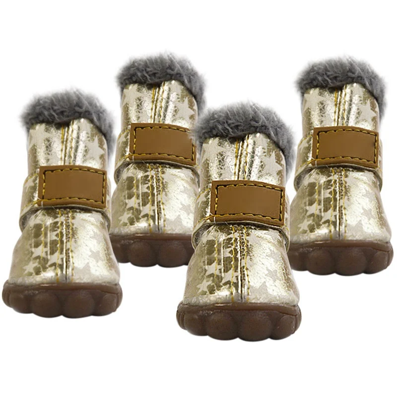 Обувь для собак зимняя очень теплая обувь 4 шт./компл. хлопковая нескользящая