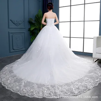 

Vestidos De Novia White Wedding Dresses Strapless Ruched Beaded Embroidery Elegant Bride Dresses With Court Train Gelinlik 2019