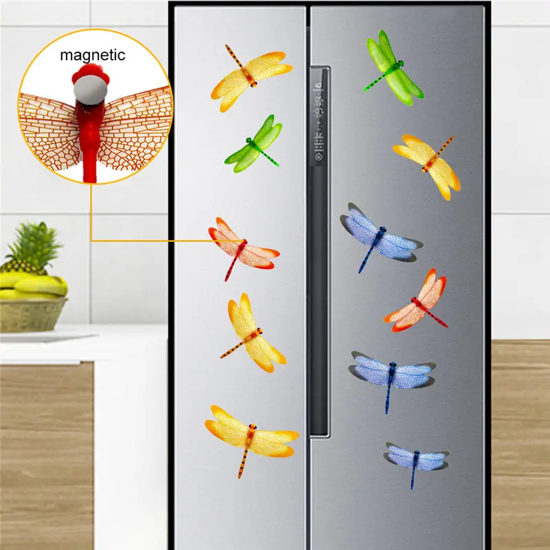4 шт. 3D стрекоза форма холодильник магнитный холодильник стикер домашний Декор набор vinilos decorativos para paredes стикер@ 10