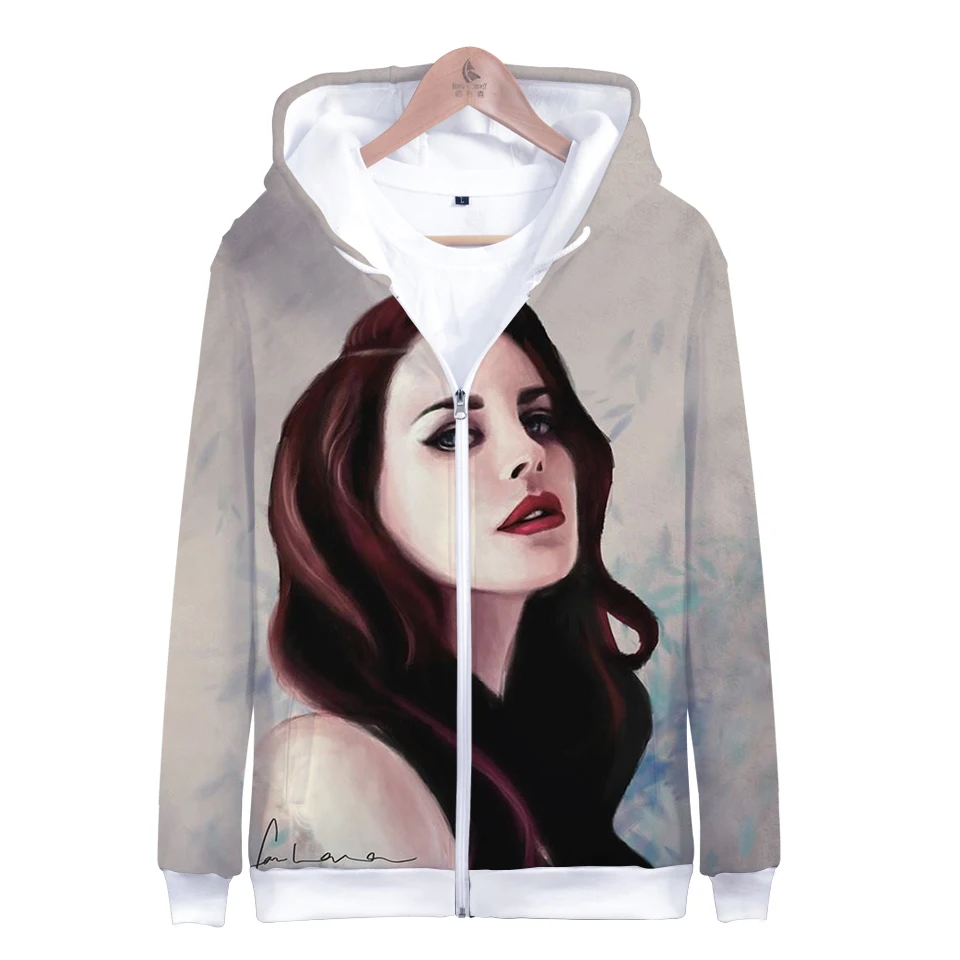 

Frdun Tommy 3D Lana Del Rey Zipper Hoodies Casual 2018 New Arrival Kpop Winter/Autumn Unisex Cloth Long Sleeve Soft Sweatshirts