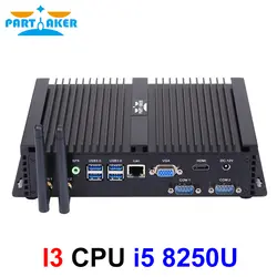Причастник промышленный безвентиляторный мини ПК Win10 Intel i5 8250U 1 * Intel Lans 2 * COM USB микро компьютер Linux WiFi VGA HDMI