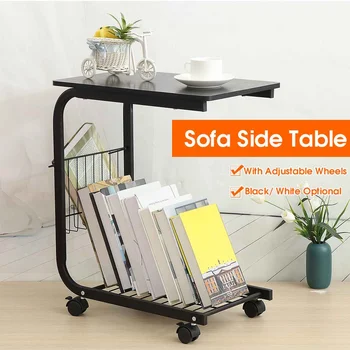 

Black/White Adjustable Desk with Detachable Wheels Sofa Side Coffee Table Mobile Side Black Willow Tables Wholesale