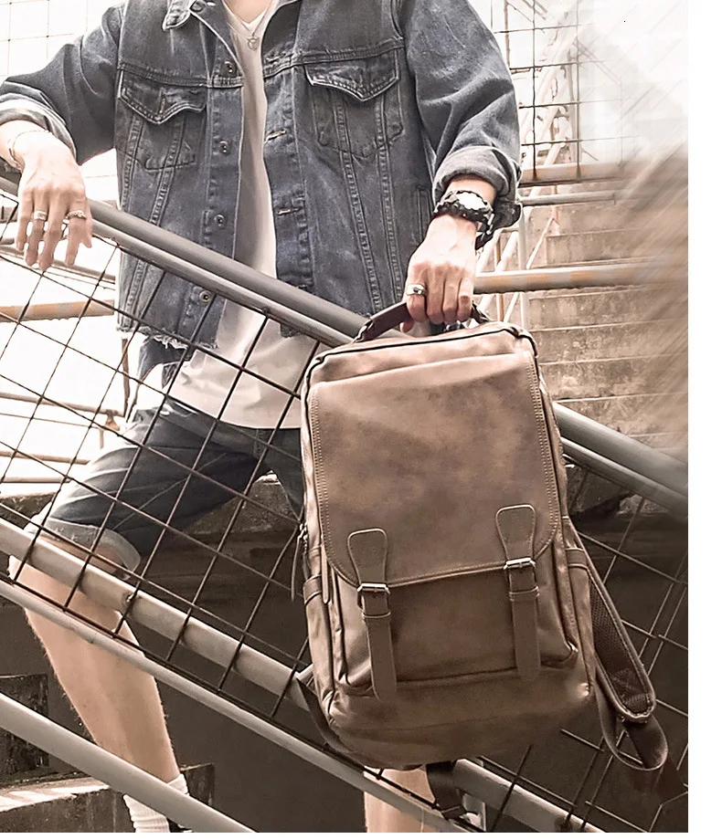 Modern minimalist fashion leather shoulder bag men's multi-functional leisure large capacity trend travel student computer bag