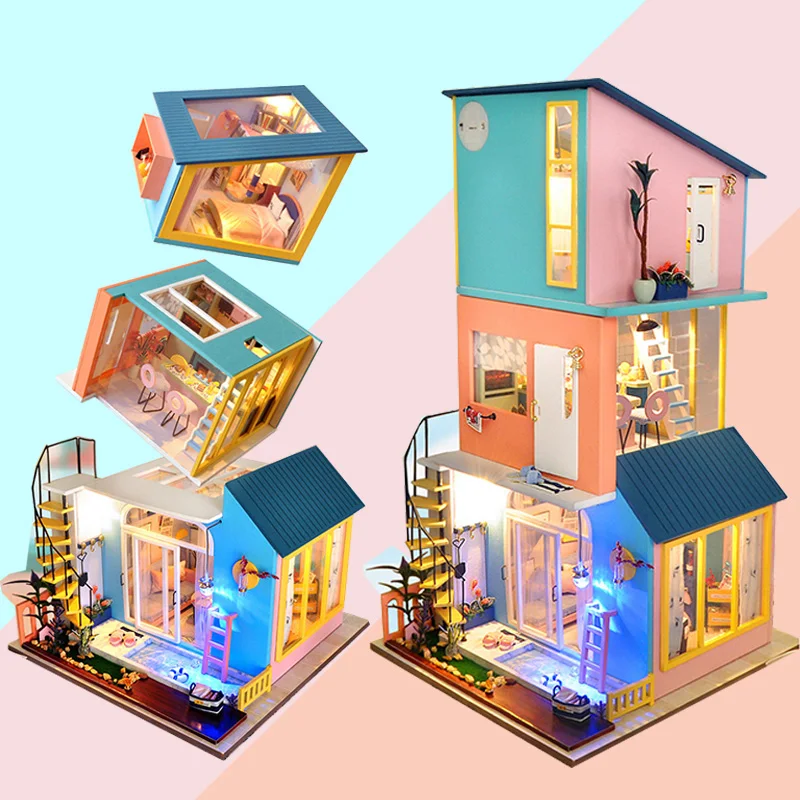 wooden miniature dollhouse