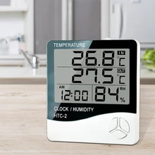 Hygrometer Clock Temperature-Humidity-Meter Weather-Station Digital Htc-1/-2 Indoor Outdoor