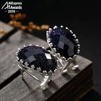 

Poland S925 Fine Stud Earrings Sapphire Earrings Women Antique shop art handicraft Artisan Baltic Gemstone Lazuli