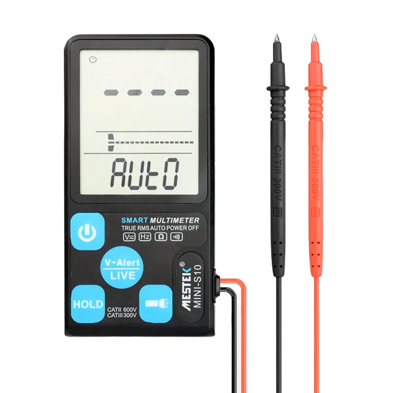 

MESTEK MINI-S10 Ultra-Portable Digital Multimeter Large 3.5 Inch LCD 3-Line Display Voltmeter AC DC Voltage NCV Resistance Ohm H