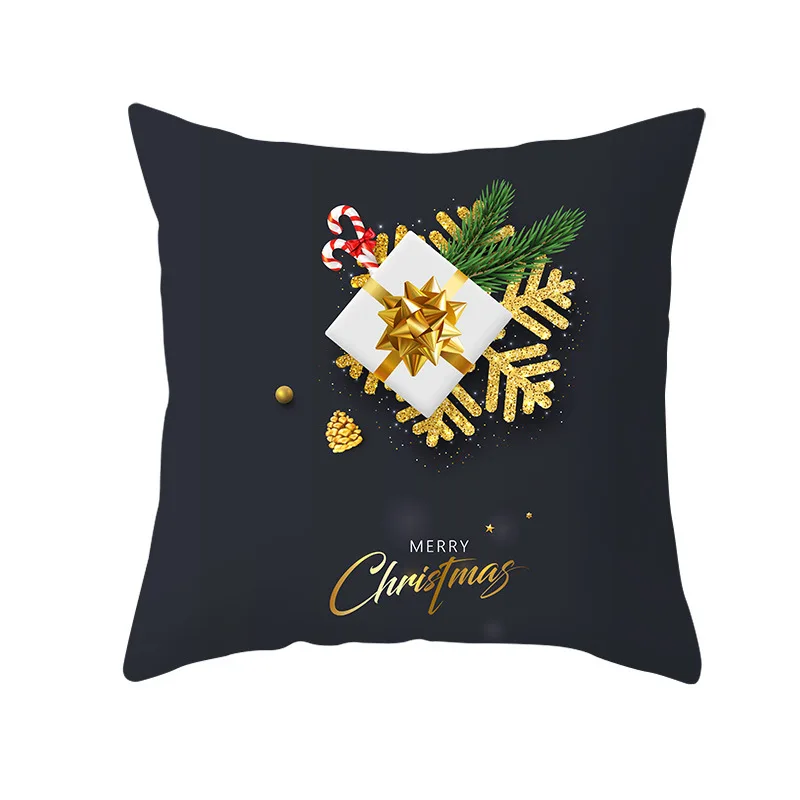 Christmas Decorations for Home Gold Black Snowflake Elk Cushion Cover Navidad Xmas Ornaments New Year Christmas Gift - Цвет: 29