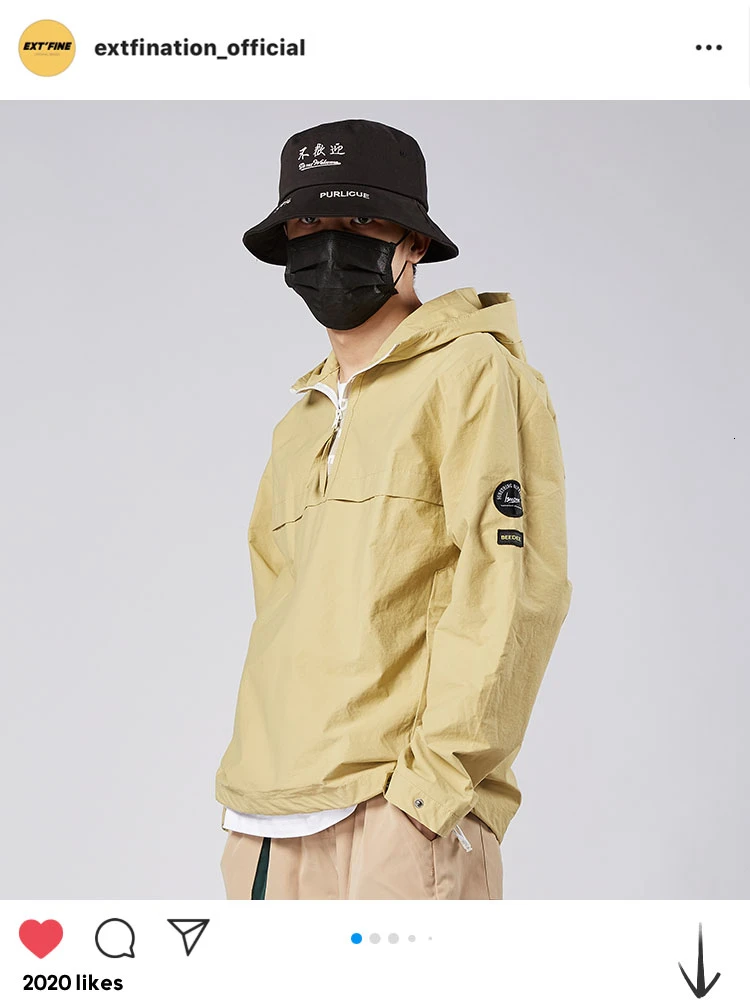 ExtFination | Hip Hop Safari Style Loose Hooded Sweatshirts For Men Korean Streetwear Man Pullover Hoodies Casual Top Мужская одежда