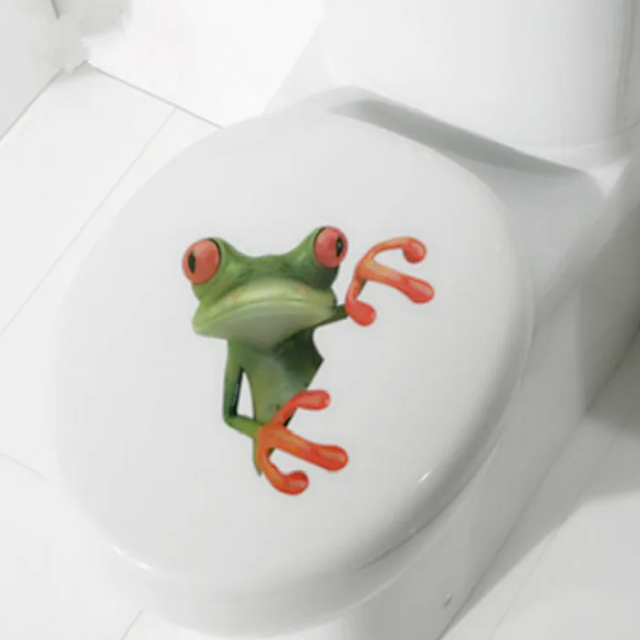 Crazy Green Frog Shore Wall Car Bathroom Toilet Seat Lid Cover Decal Sticker Home Decor Supplies JS23