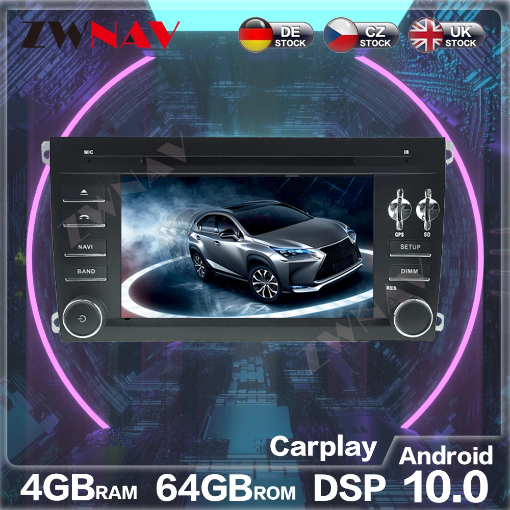

Android 10 4GB+64GB PX6 Car Radio GPS Navigation Head Unit for Porsche Cayenne 2003-2010 Auto Stereo Recorder Multimedia Player