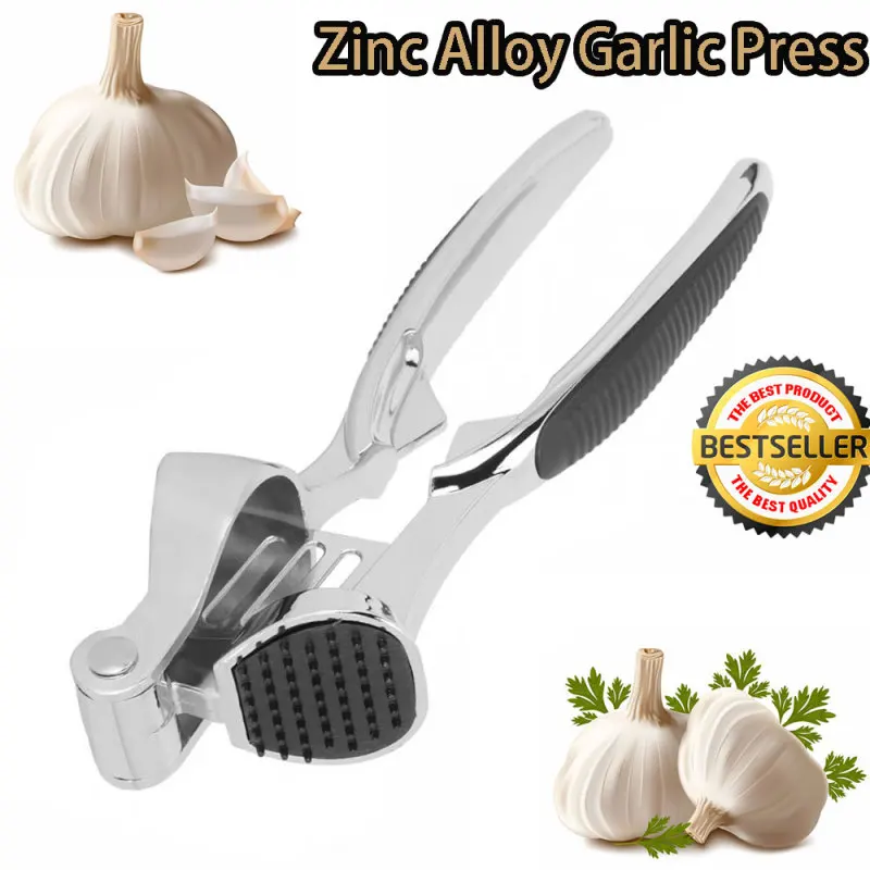

Zinc Alloy Garlic Press Garlic Ginger Masher Labor-saving Convenient Handheld Squeezer Masher Kitchen Tool
