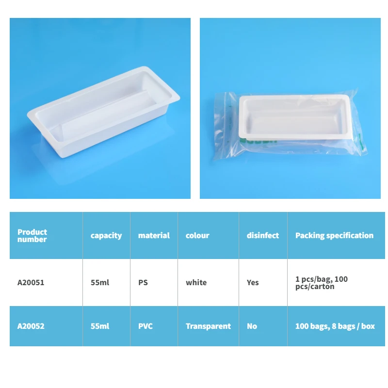 10 Pcs Lab Reagent Reservoir 55ml PP Disposable Solution Basins Sterilization Individual Packaging Reagent Tank Medical Supplies