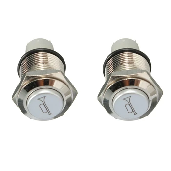 

2 Pcs 12V 16Mm Car LED Light Momentary Horn Button Metal Switch Push Button , Blue & Red