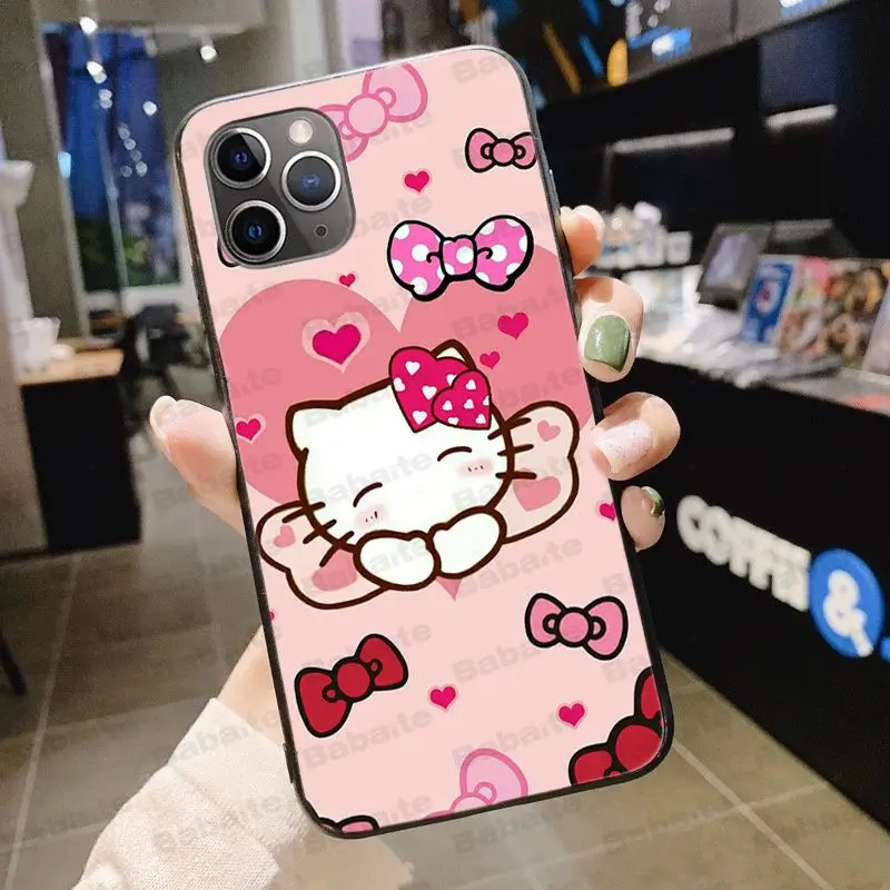 Hello kitty черный мягкий чехол для телефона из ТПУ чехол для iPhone X XS MAX 6 6s 11pro 7plus 8Plus 5S SE XR чехол - Цвет: A10