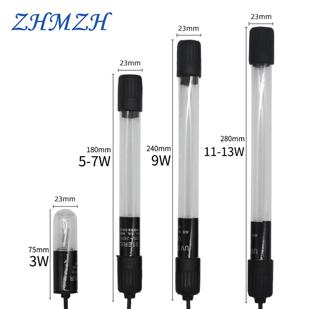 Aquarium Ulraviolet Lights UVC Sterilizer Fish Reservoir Disinfection Fish Tank Sterilizing 220V 3W 5W 7W 9W 11W 13W