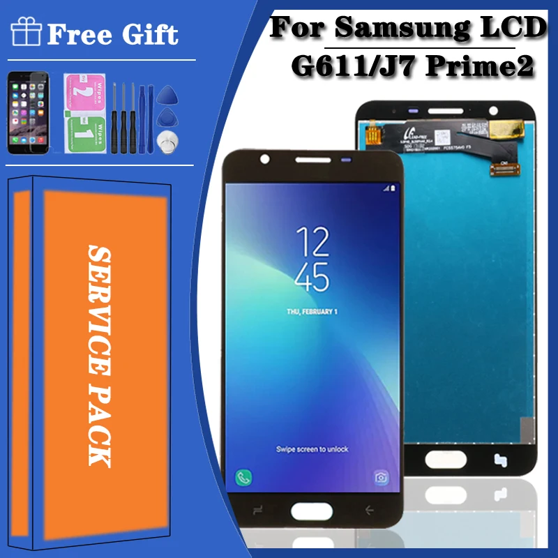 Оригинальный ЖК-дисплей 5 дюйма для Samsung Galaxy J7 Prime 2 2018 SM-G611 G611F/M + сенсорный экран