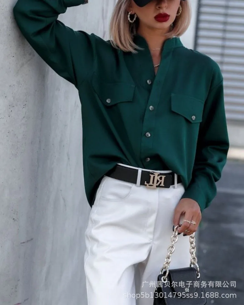 Dark Green Pocket Shirt Fashion 