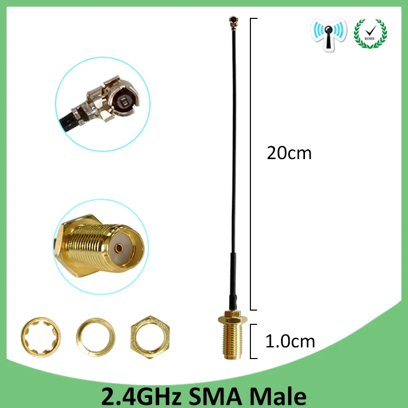 eoth 2.4Ghz antenna wifi 3dbi SMA male 2.4G antena IOT wifi antenne aerial RP-SMA 21cm customizable Pigtail