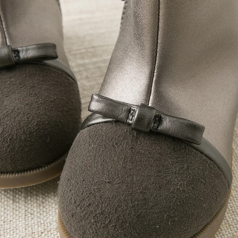 DB11605 Dave Bella/зимние ботинки для новорожденных девочек; модная обувь; модные кожаные ботинки с бантом