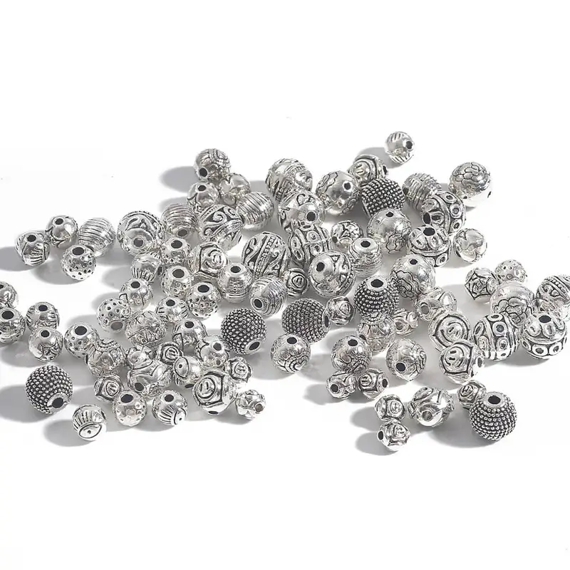 10-50pcs Antique Silver Plated Loose Spacer Rondelle Beads