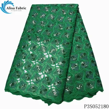 

Alisa green african net lace french sequin fabric 2020 high quality embroidered nigerian organza laces fabrics for party dresses