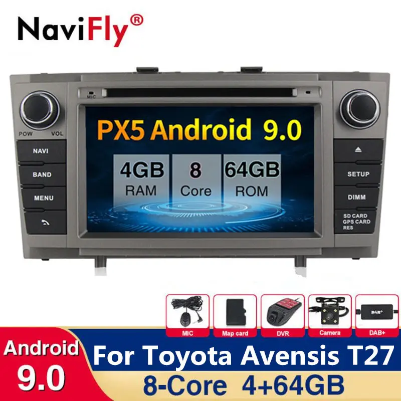 Головное устройство для Toyota Avensis T27 2009 2015 8 ядер 4 + 64 ГБ Android 9 0 DVD стерео мультимедиа