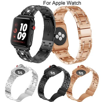 

Mosaic diamond Steel strip For Apple Watch 40mm 44mm 38mm 42mm new fashion smart watchband for Apple Watch series 4 3 2 1 iWatch