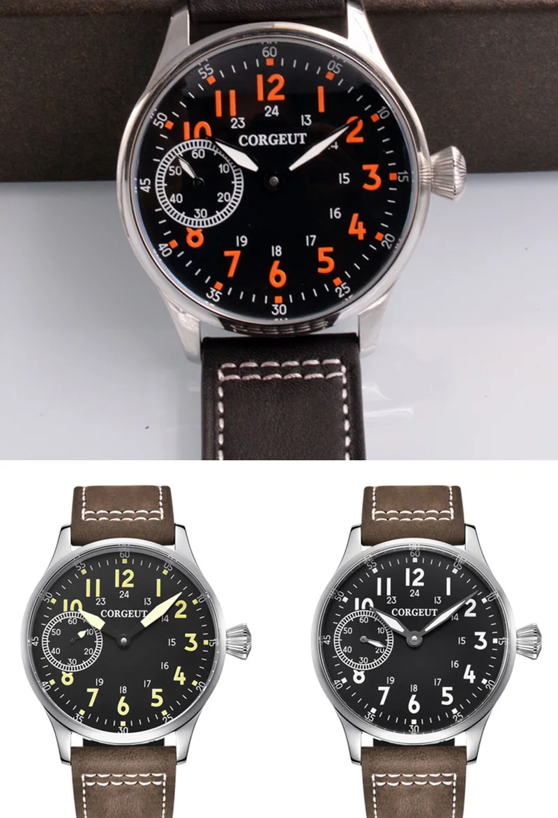 CORGEUT Top Aviator Mechanical Men's Watch Self-Winding Men's Watch NH35A Movement Leather Strap Men's Clock 2021 Luxury Brand