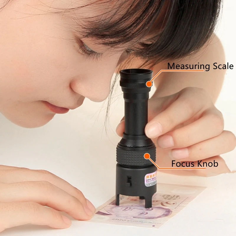 High Foot Illuminated Magnifier 50X 100X Pocket Scale Mini Microscope  Textile Printing LED Magnifying Glass DIV 0.01mm 0.005mm - AliExpress