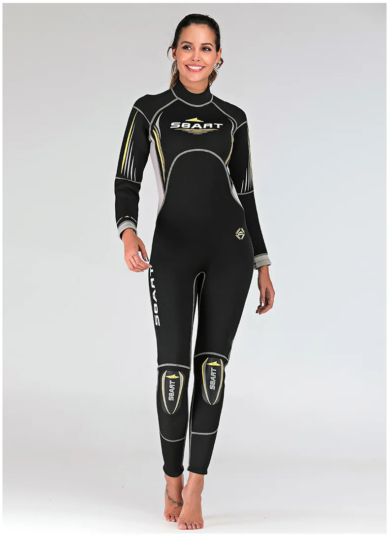 3MM Neoprene Wetsuit for Men and Women One-piece Thickened Warm Back Zipper Snorkeling Deep Diving Winter Swimsuit with Swimsuit