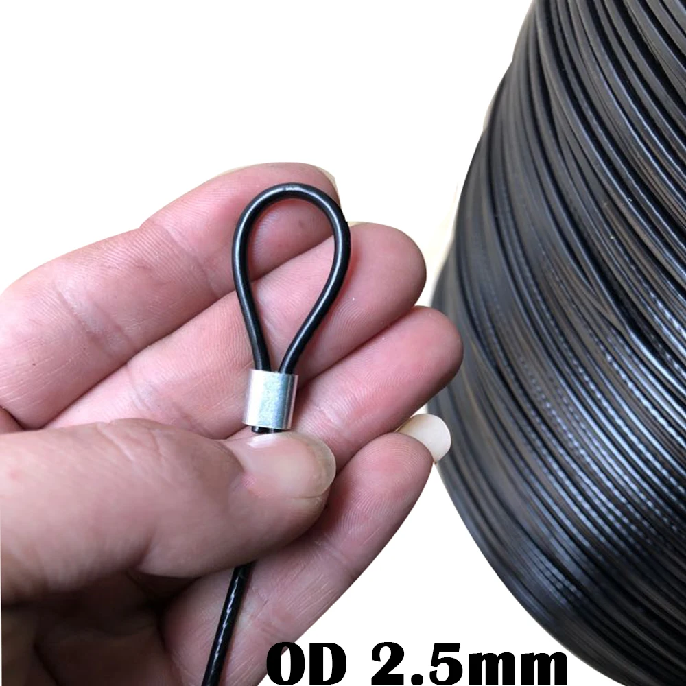Luva de Aço Resistente do od Withaluminum do Varal do Cabo Medidores da Corda de Fio Pvc de Aço de 20 Inoxidável Macio Preto Revestido Flexível 2.5mm