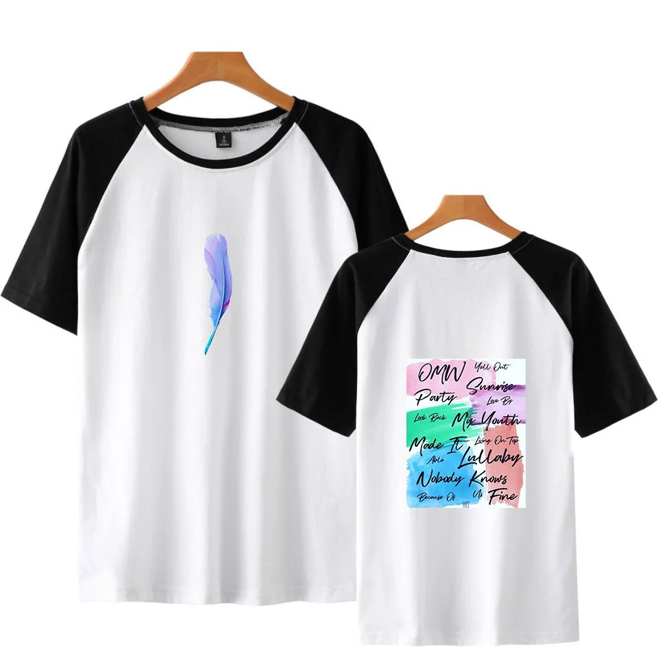 

2018 New Style GOT7 South Korea Men Combination Simple Lettered Trend Men And Women Fight Shoulder Short Sleeve T-shirt Base Shi