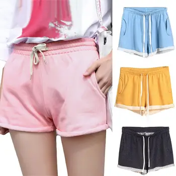 

Summer Women Home Casual Loose Drawstring Pockets Middle Waist Wide Legs Shorts Pockets Drawstring Loose