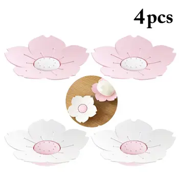 

4 Sets Soap Box Cute Sakura Shape Soap Tray Soap Holder Soap Dish for Bathroom