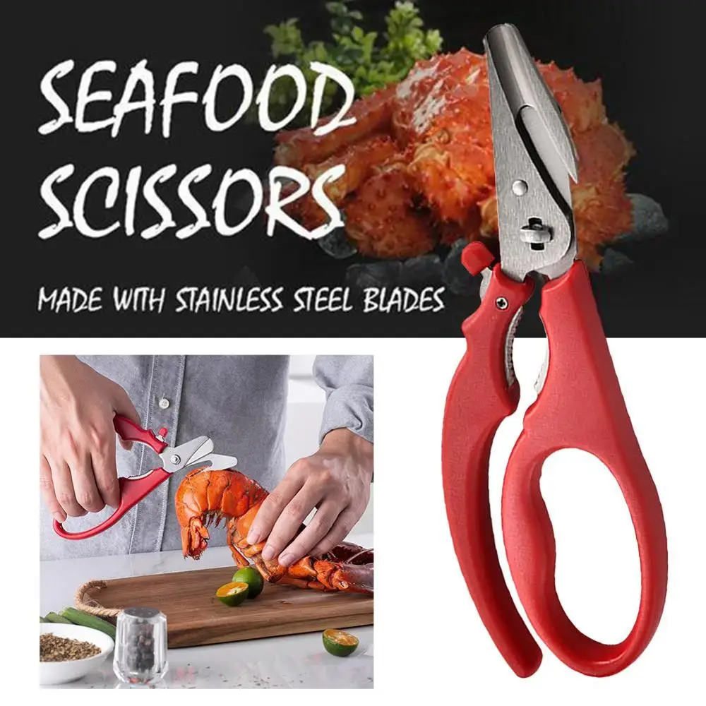

Multifunctional Stainless Steel Scissors Detachable Lobster Fish Shrimp Crab Seafood Scissors Shears Snip Shells Kitchen Tool