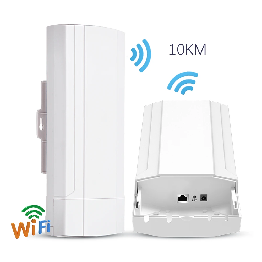 2-Pack Wireless Access Point CPE Router Kit 300Mbps Indoor and Outdoor Point-to-Point Wireless Bridge Supports 1KM Transmission Distance Solution for PTP/PTMP Application WDS with LED Display 