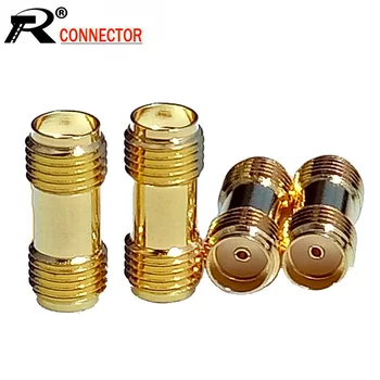 

100pcs Copper Gold Plated SMA Female to SMA Female Straight Jack Dual SMA Connector for Two Way Radio SMA Antenna RF Adapter