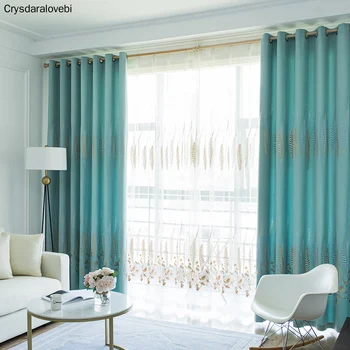 

Luxury Curtains for Bedroom Thick Window Curtain Living Room Customized Curtains Plants Embroidered Drapes Simple Nordic Blinds
