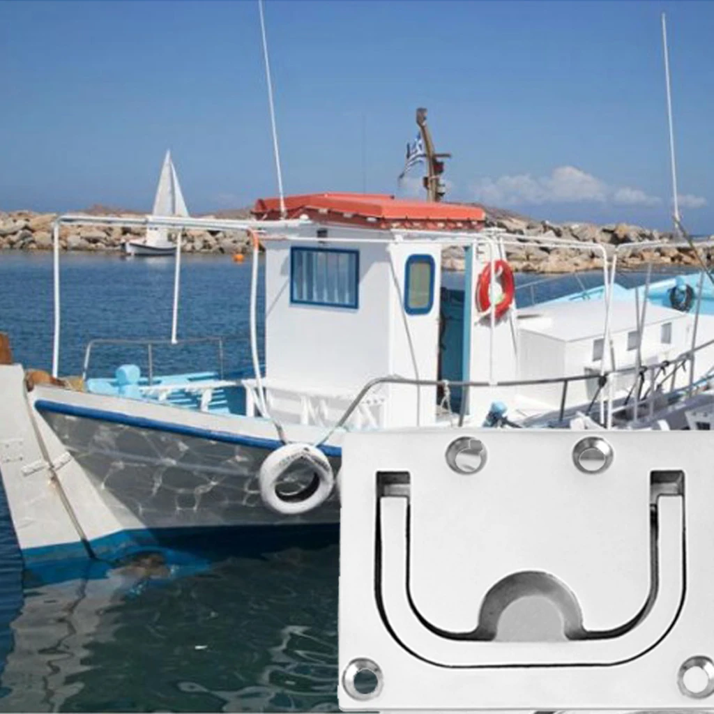 Boat Hatch Ring Pull Flush Lift Handle Marine Locker Latch Cabinet Hardware 76 x 56 mm/ 2.95 2.2 inch Stainless Steel 316 | Автомобили и