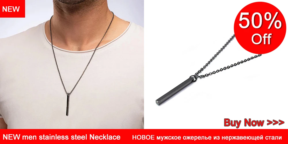 2020 Fashion Simple Black New Pendant Necklace For Men Women Stainless Steel Long Necklace Party Jewelry Collier Femme Collar