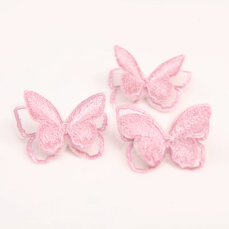 10pcs Double Layers Organdy Butterfly Patch Embroidery Cloth Stickers Bride Veil Accessories Sew On Patch For Clothes