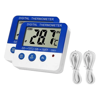 

Fridge Freezer Thermometer,with LED Indicator Digital Refrigeration Thermometer with netic,2 Pack