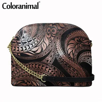 

Ethnic Style Women Shell Shoulder Bag Hawaiian Ombre Tapa Swirl Printed Lady Crossbody Bag PU Leather Messenger Bag Sling Bolso